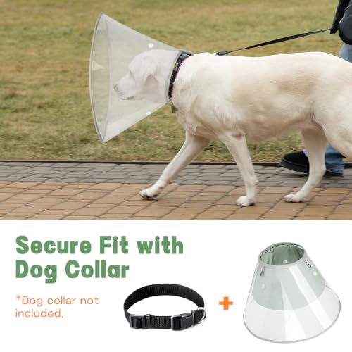 Dog Cone Collar to Stop Licking with Soft Detachable Liner, Comfortable Elizabeth Recovery Collar for Large Medium Dogs After Surgery, Pet Neck Head Cone Alternative, L, Green - color: Green, size: L
