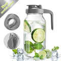 Mason Jar with Pour Spout Lid V-shaped, 64 oz Iced Tea Pitcher with Lids Double Leak Proof, 2 Quart Drink Pitcher for Breastmilk, Sun Tea, Juice, Coffee Creamer, Juice Containers - color: Gray, size: 64 Ounces