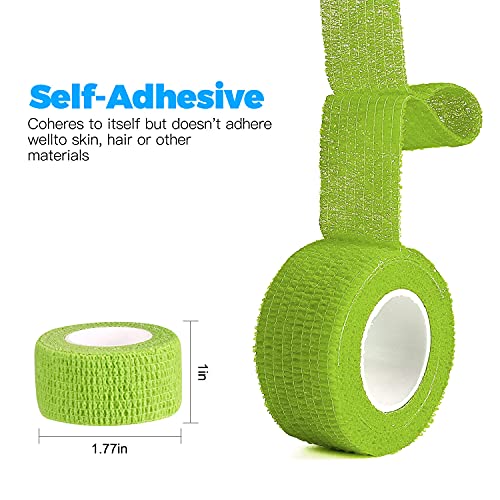 Bandage Wrap 8 Pack 1”x 5 Yards Self Adhesive Bandage Wrap Breathable Cohesive Bandage Wrap Rolls Athletic Elastic Self Adherent Wrap for Sports Injury,Wrist, Knee, Ankle Sprains and Swelling(Green) - color: Green, size: 1 Inch (Pack of 8)