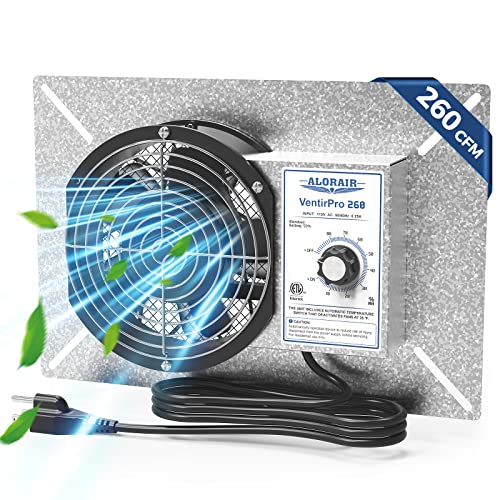 ALORAIR 260CFM Crawl Space Ventilator Fan with Humidistat & Thermostat | 6.7 Inch Basement Vent Fan with Freeze Protection, IP-55 Rated Isolation Mesh for Crawlspace, Garage, Attic, Exhaust - size: Small