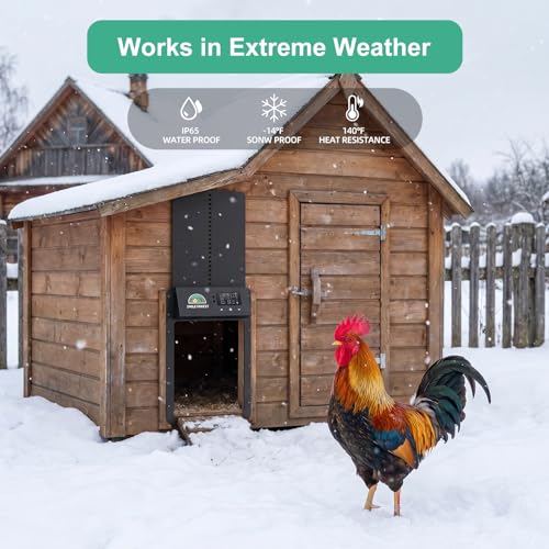 Chicken Coop Door, Automatic Chicken Door with Timer & Light Sensor | Solar Chicken Coop Door with Multiple Modes & USB-C Charging