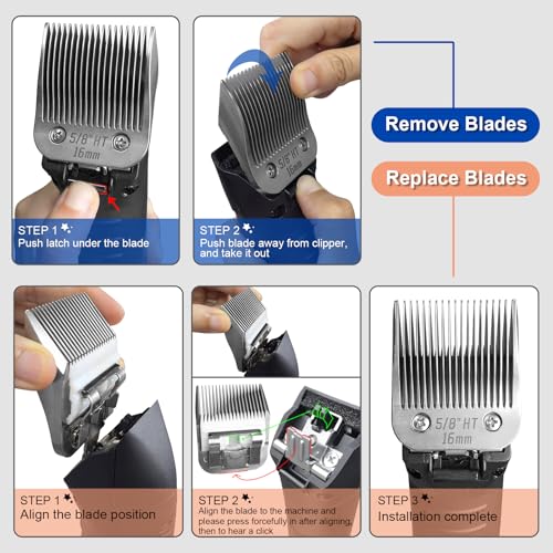 5/8HT Grooming Ceramic Pet Clipper Blades Compatible with Andis & Oster A5 | Cut Length 5/8 inch,Compatible with Wahl KM10 Series Clippers - color: Silver, size: 5/8HT 16mm