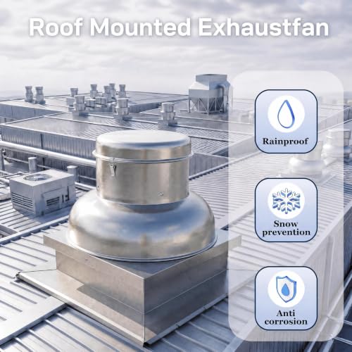 2400 CFM Upblast Roof Exhaust Fan, Direct Drive, 25" Base | High-speed direct drive, <65dB quiet, rust-resistant, pre-wired, for restaurant, warehouse, industrial ventilation - size: 2400 CFM