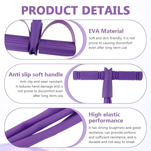 21 Fitness Resistance Bands-6 Tube Pedal Ankle Puller, Multifunction Tension Rope, Pedal Resistance Band with Handle Sit Up Exercise Equipment Home Gym Tummy Trainer for Men Women