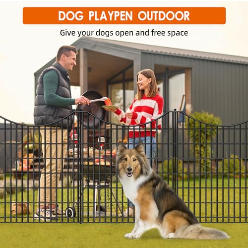 12 Panels No Dig Decorative Garden Fence, 33 in(H) X 27 ft(L) Garden Fencing Animal Barrier, Dogs Rabbits Pets Blocker, Rustproof Metal Decorative Fences for Yard, Outdoor, Patio - size: 12 Panels, 33 in(H) X 27 ft(L)