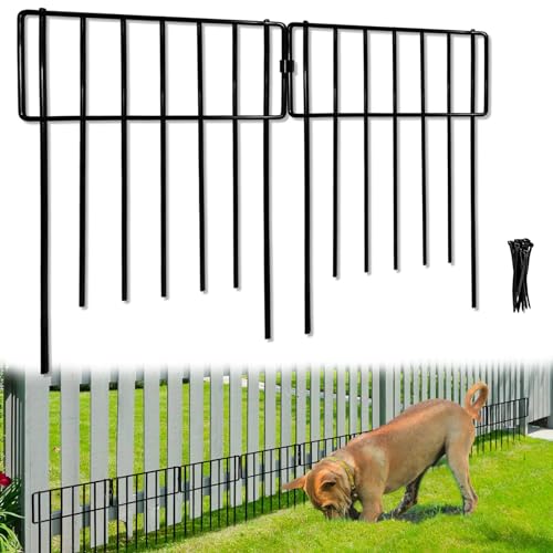 Thrivinest Animal Barrier Fence, 20 Pack No Dig Decorative Fences, 17in(H) x20ft(L) Rustproof Metal Wire Small Garden Fence Border for Dogs Rabbits - color: Black, size: 20 Pack,20Ft