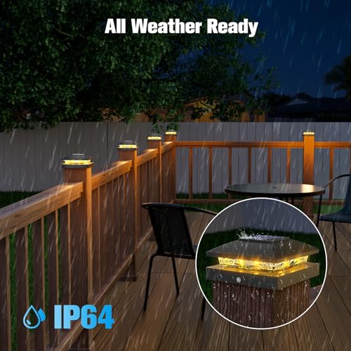 VOLISUN 20 Pack Black Solar Post Cap Lights Fit 4x4 Fence Deck Post | Waterproof outdoor lighting, warm white glow, fits wooden & vinyl 4x4 posts, solar powered for yard patio fence deck - color: Black, size: 20 Pack