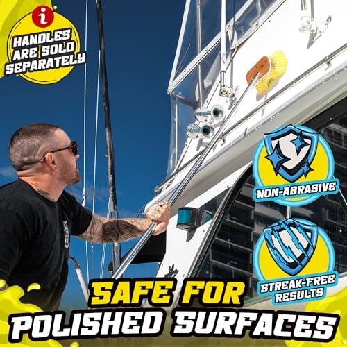 Salty Captain Soft Bristle Boat Deck Brush | Gentle Cleaning for Fiberglass, Glass & Polished Surfaces – Durable Marine-Grade Design - style: Brush Soft (Pole not included)