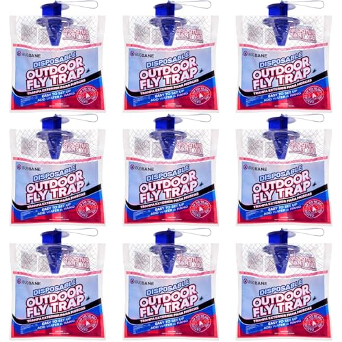 Fly Traps Outdoor Fly Trap for Patio. 9 Non-Toxic Pre-Baited Flies Bags Outdoor Disposable. Hanging Bug Catchers for All Filth Flies Killer for Outside Bug Control in Yard Horse Ranch Trash Can. - style: 9pk