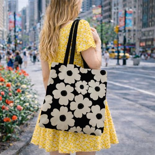 Vintage Floral Canvas Tote Bag, Aesthetic Botanical Reusable Grocery Bags for Women, Elegant Floral Lover Gift Tote - color: Color31