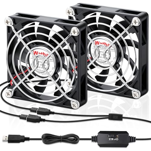 Wathai 2PCS 80mm x 15mm Small USB Cooling Fan 5V 2 in 1 for DIY Cooling | 8015 USB Fan for AV Receiver Flat Panel Xbox DVR PS4 PS5 Router TV Box Computer Cabinet Cooler - size: 80x15mm (5V)