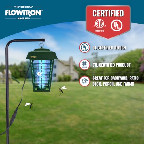 Flowtron Bug Zapper, 1.5 Acre Outdoor, Two 40W UV Bulb, 5600V Grid, Green | Protects yards and wooded areas - octenol lure attracts and helps eliminate mosquitoes, flies, and gnats - ETL certified - color: Green