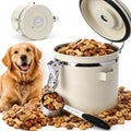 Dog Treat Container Airtight, 1.3 Qt 304 Stainless Steel Dog Treat Jar & Pet Treat Canister with Scoop, Date Dial, Locking Clamp, Silicone Seal for Dog Biscuits, Cookies, Training Snacks - size: 1.3 Qt