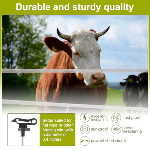 50 Pcs Black Electric Fence Wire Screw-in Insulator and 1 Insulator Socket Tool Labor-Saving Fence Ring Post Wood Post for Tape Rope Electric Wire Animal Agricultural Garden(Functional) - style: Functional
