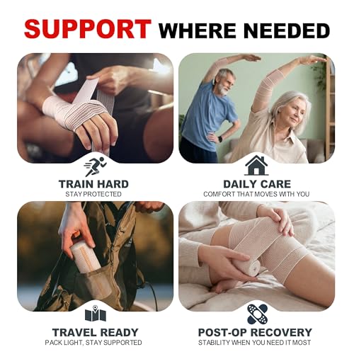 FRESINIDER Premium Elastic Bandage Wrap 3 Inch, 24 Pack, Hook and Loop | Versatile 3-Inch Cotton Compression Wrap for Ankle, Wrist and Elbow; Bulk Box for Clinics, Teams and First-Aid Stations. - color: 24 Pack X 3 Inches
