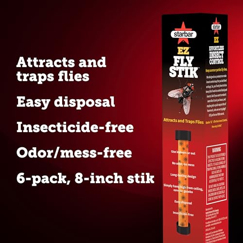 Starbar EZ Fly Stik Fly Trap Sticks, 6-Pack, 8-Inch, Insecticide-Free