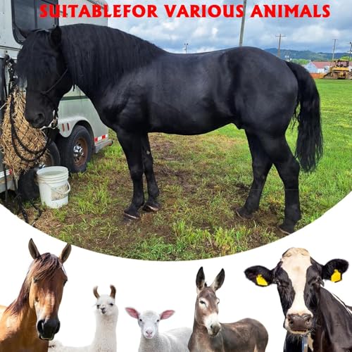 Slow Feed Hay Net for Horses,2 Pack Hanging Feeder for Horses Sheep Goats, Black Nylon Mesh Bag, 40 Inch Length, 2.36 Inch Holes, Cross Weave Design,