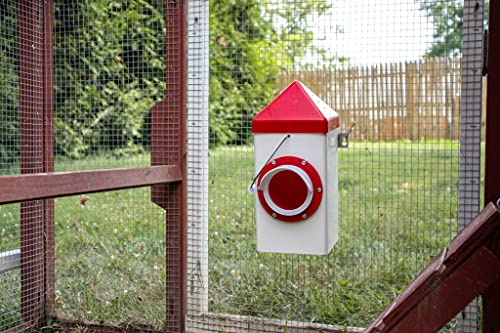 RentACoop 5lb BPA-Free Single-Port Chicken Feeder - Includes Anti-Roost Lid, Rain Hood, and Mounting Kit - Suitable for 12 Week or Older Chickens, Adult Chickens, and Poultry - size: 5LB