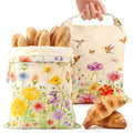 Hushee 2 Pcs Beeswax Sourdough Bread Bags, XL Cotton Line, Wildflower | 13 x 16 Inch Bread Bags for Homemade Bread, Reusable Organic Linen Cotton Storage Bags, Keep Loaves Fresh Longer - style: Wildflowers