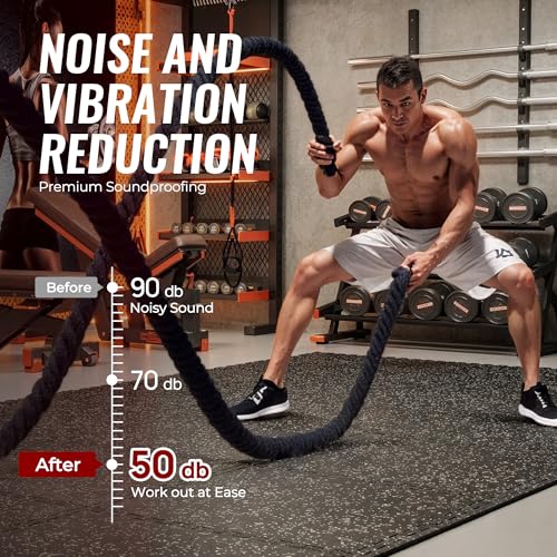 SUPERJARE 0.79'' Extra-Thick Exercise Equipment Mats, 6 Pcs 24 Sq Ft Rubber Top Floor Tiles with High Density EVA Foam, Interlocking Gym Flooring for Home Gym, Protective Workout Mat, Black/Grey - size: 6 Tiles (24 Sq Ft)