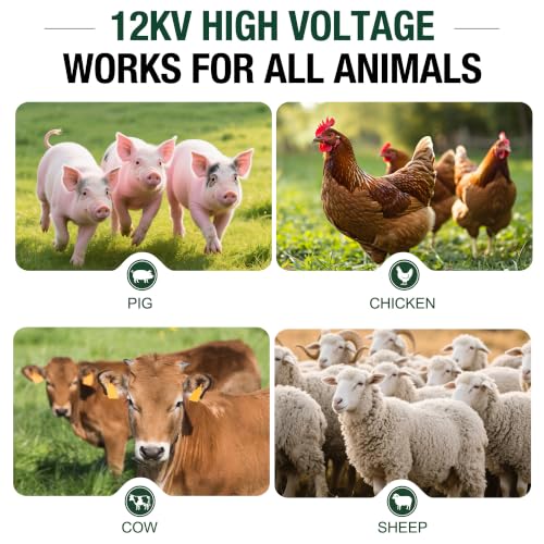 Electric Fence Charger 15 Miles, 12KV Pulse Charger AC/DC Solar Compatible, Heavy Duty Livestock 2J Fence Charger for Cattle, Horses, Poultry, Garden Deer & Wildlife Control, LED Display with Alarm