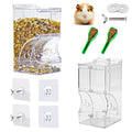 2Pcs Hamster Automatic Feeder 300ml with Brackets | Food Dispenser, Small Animals Food Bowl for Dwarf, Guinea Pig, Chinchilla, Gerbil, Bird, Hedgehog,F erret with 2 Spoons