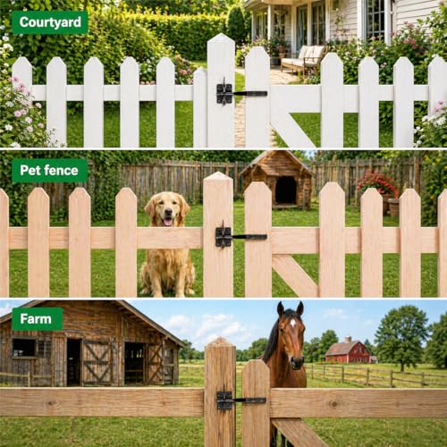 Self-Locking Gate Latch, Heavy Duty Automatic Gravity Lever for Wood Fence | Spring-Loaded Self-Locking; Thick Steel, Black Coated; for Wood Fence, Garden, Pool, Barn Gates; Works with Padlocks - size: Normal