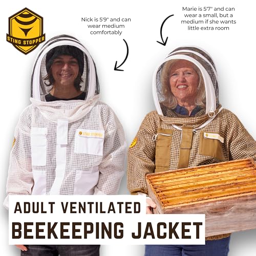 Sting Stopper Ventilated Beekeeping Suit, Olive Green, 5X-Large | Removable Veil, Triple Layer Breathable, Full Body Protection, For Men & Women - color: Beekeeper White, size: 5X-Large