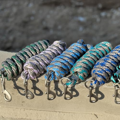Horse Poly Lead Rope with Heavy Duty Bolt Snap, Braided Rope for Horse and Livestock (Red/Black) - color: Red/Black
