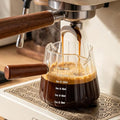 6 oz Espresso Cups With Wood Handle, Espresso Accessories, Ribbed Milk Frothing Pitcher, Glass Measuring Cup, Shot Glass with V-Shaped Mouth, Coffee Bar Epresso Shots Cup