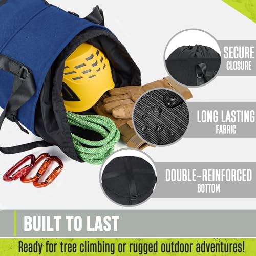 Arborist Rope Bag, 35L Tree Climbing Rope Bag, Arborist Equipment Bucket Backpack, Arborist Gear Carrier Bag with Side Pockets, Tough Rock Climbing Backpack, Rock and Tree Climbing Gear - color: Blue