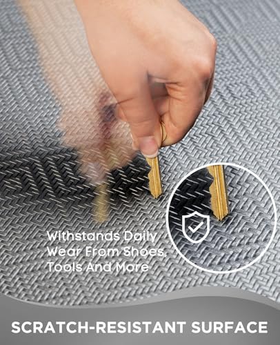 Ophanie Kitchen Mats for Floor,3/4 inch Thick,20x39 Anti Fatigue Cushioned Mat,Kitchen Rugs,Waterproof,Comfort Ergonomic Standing Mat for Office,Home,Sink with 99+ Pairs of Anti-Slip Bottom Ridges - color: Ash Gray, size: 20"L x 39"W x 0.8"Th