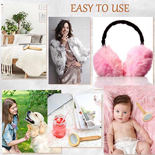 Sheepskin Wool Brush Stainless Steel Pins Bamboo Slicker Carding Rug Comb Macrame Brush Fur Brushes Wool Carding Brushes with Long Prongs for Unmat Fur Rugs Pillows Short Hair Pet Grooming Deshedding