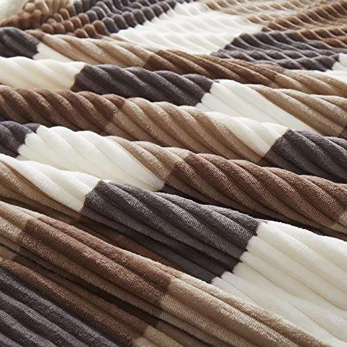 PU MEI Sherpa Blanket Twin Plaid Thick Bed Blanket, 60”*80” Super Soft Flannel Fuzzy Fleece Reversible Velvet Plush Warm Blanket for Couch (Beige Check, 60"*80") - color: Beige Check, size: 60"*80"