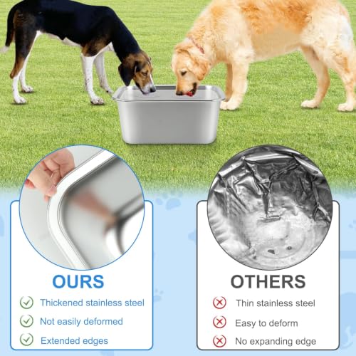 YUEPET Outdoor Dog Water Bowl, 2 Gallon Stainless Steel Bowl for Dogs | Outdoor Dog Water Bowl, 2 Gallon Capacity, Food and Water Use, Rounded Corners, Raised Edge, Easy to Clean, XL Dogs - size: 2 Gallons