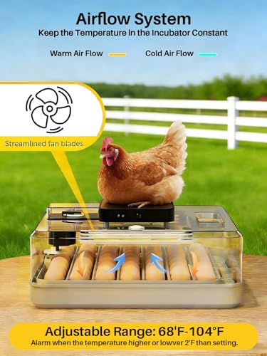 48 Incubators for Hatching Eggs, Eggs Incubator with Egg Candler, Automatic Turner, Temperature and Humidity Control, Incubator for Chicken, Duck, Quail Eggs, Ideal for Farm, School and Lab