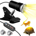 Moonorange Reptile Heat Lamp, Rotatable Timing & Dimming UVA/UVB Light with 2pcs Basking Bulbs (25W + 35W), Suitable for Turtle, Lizard, Bearded Dragon, Snake, Reptiles (Black) - color: B Lamp Kit (Black)