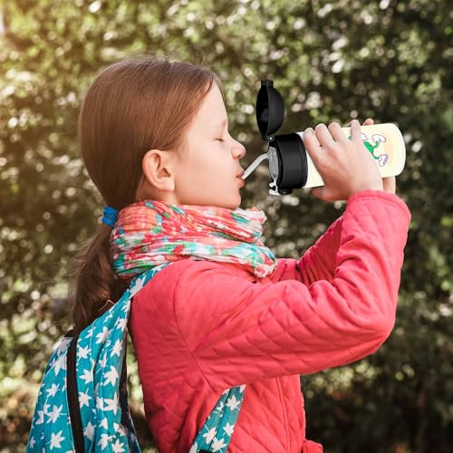 Funny Goat Enthusiast 12oz Kids Black Bottle – Smiling goat with brown and white fur – Farm Day, Daily Hydration - color: Black