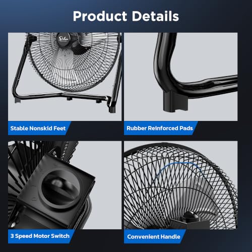 Simple Deluxe 18" 3-Speed High Velocity Industrial Floor Fan, Heavy Duty Metal for Warehouse Workshop Basement, 1 Pack - size: 18 Inch, style: 1 Pack