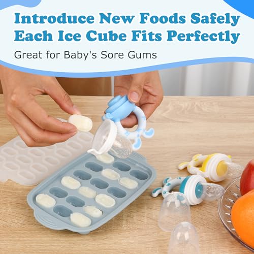 Food Feeder Baby Fruit Feeder Baby Breastmilk Popsicle Molds-& Baby Fruit Feeder-WAJIAYON Silicone Baby Food Freezer Tray,Baby Food Pacifier Feeder and Teether Easter Bunny Gifts for Boys and Girls - color: 1-Purple
