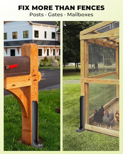 SakerNeo 32" Heavy Duty Steel Fence Post Repair Kit for Leaning Broken Post | Fence Post stabilizer Includes Screws & Tool, Post Anchor Stabilizer, 2 pcs, Easy Installation, Rust-Resistant Coating - style: 2 pcs