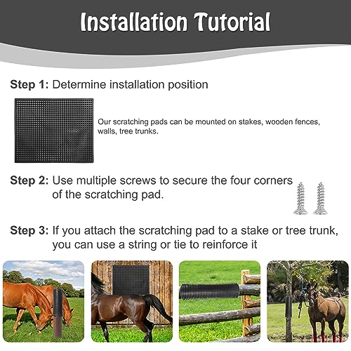 2 Pack Middle Livestock Scratching Post Pads.Horse Scratching Brush | 21.65" x19.68" Horse Cow Scratching Post,Horse Grooming,Designed for horses, cows, cattle, pigs, and dogs - size: M