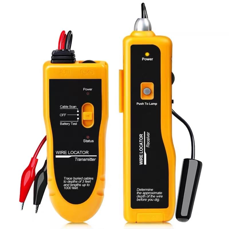 Underground Wire Locator, Wire Tracer with Earphone and Battery, Up to 3 Feet Deep and 1,640 Feet Long, Cable Tester for Dog Fence Cables Irrigation Control Wires