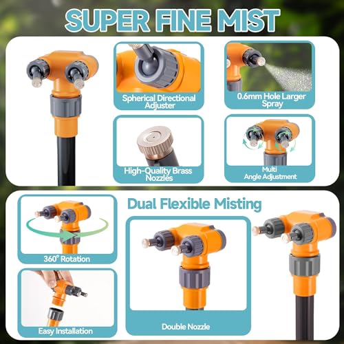 Portable Adjustable Water Standing Misters for Outside Patio | Outdoor Cooling Misting System with 360° Adjustable Nozzle, Thickened Pipe, for Backyard Pool Pet Hot Summer Porch Garden
