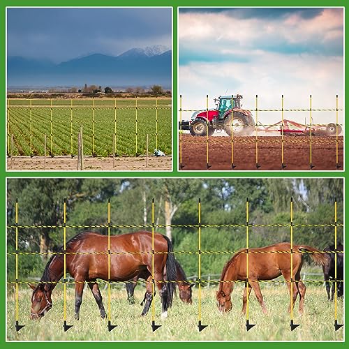 36 Pcs 45 Inch Electric Fence Posts for Sheep, Lamb,Yellow Black | 328 ft Electric Fence Poly Wire – Easy Step-in Temporary Fencing Kit for Deer, Livestock, Garden, Backyard, Farm