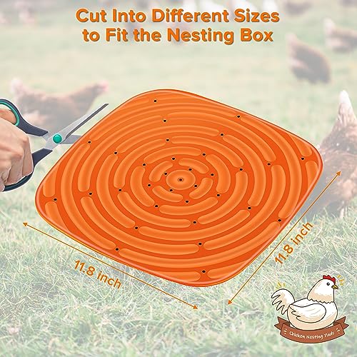 Washable Chicken Nesting Pads 8 Pack Cuttable 11.8 x 11.8 Inch Reusable Nesting Pads Be Suitable for Nesting Box Pads for Chickens (4 Orange and 4 Gray)