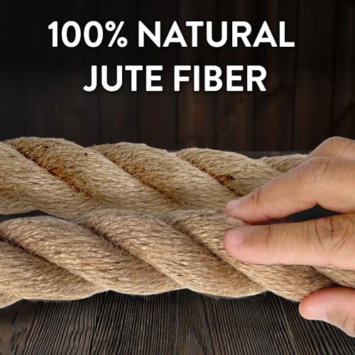Jute Rope 9/16 in x 50 ft, Natural Rope for Garden Decor - size: 9/16" x 50'
