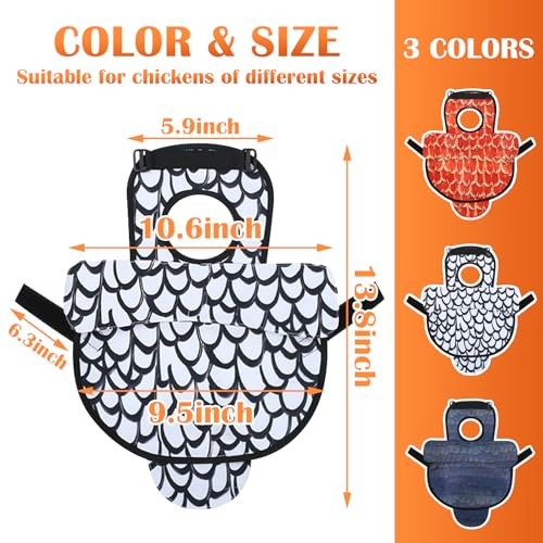 Chicken Saddles for Hens, Chicken Apron Back Protector for Hens with Adjustable Strap, Chickens Hen Mating Saddle with Wing Cover - color: White+Black+Orange