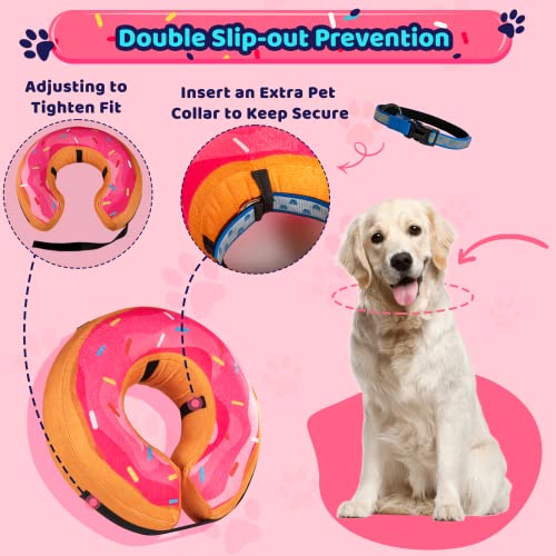 Grand Line Donut Inflatable Collar for Dogs and Cats, Soft Recovery Dog Cone After Surgery, Protective Pet Neck Cone for Small, Medium, Large Dogs, Not Block Vision (Pink, S) - color: Pink Donut, size: S (Neck:4"-7")