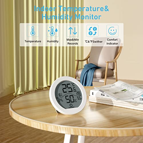 Indoor Digital Hygrometer Thermometer for Room Temperature Humidity Meter | SECRUI Thermometer Accuracy Calibration LCD Temperature Sensor with Maximum and Minimum Records,1 Pack - color: White, size: TH1x1